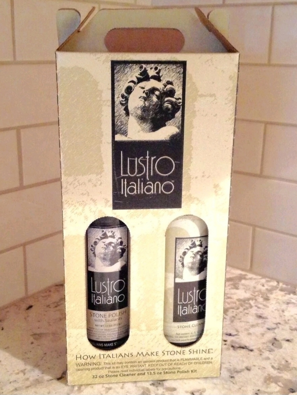 Lustro Italiano Stone Care Kit Granite Cleaner And Polish With Sealants New NIB